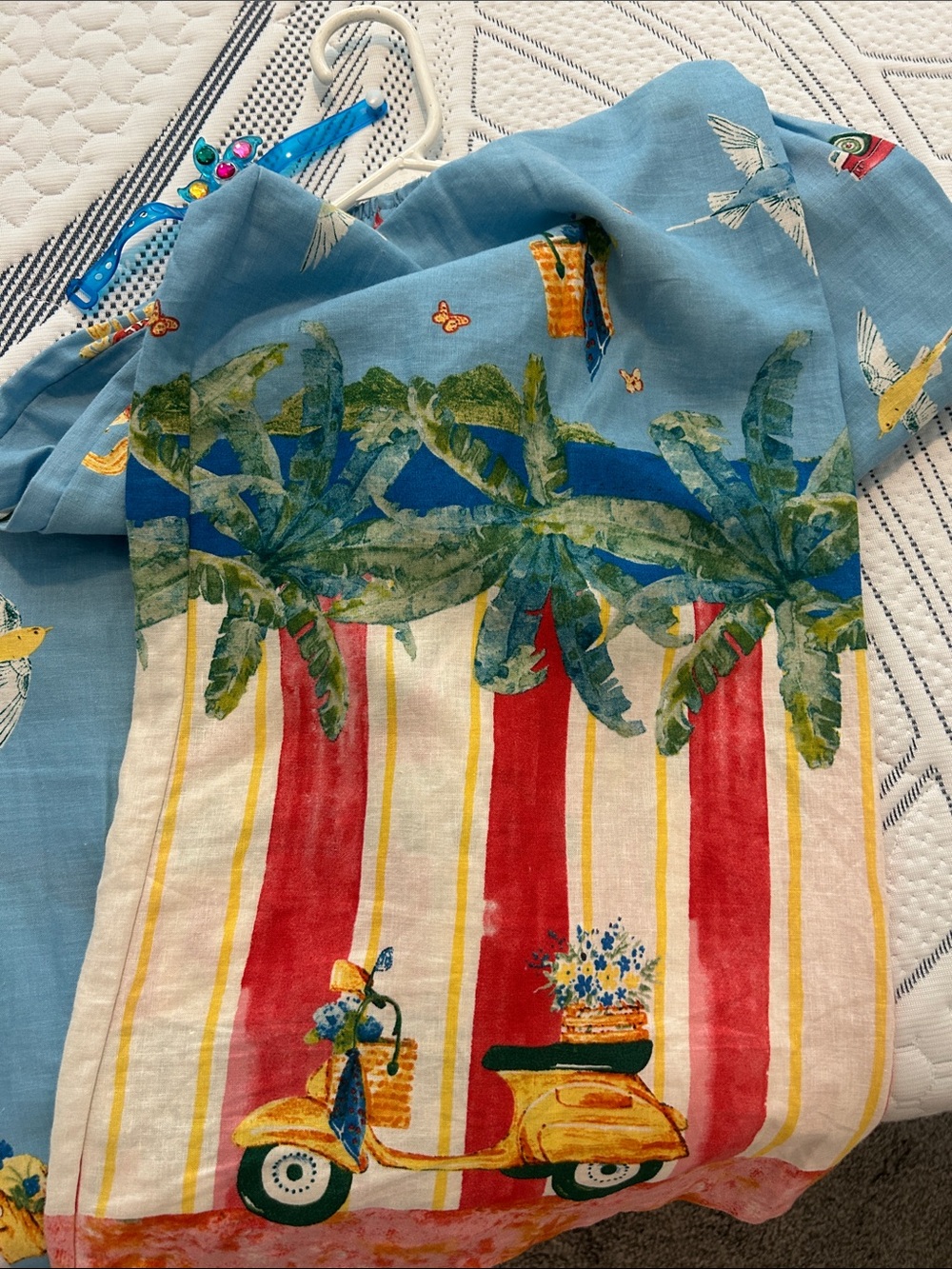 Christian Siriano Light Blue Tropical Popcorn Print Pajama Pants - Picture 4 of 4
